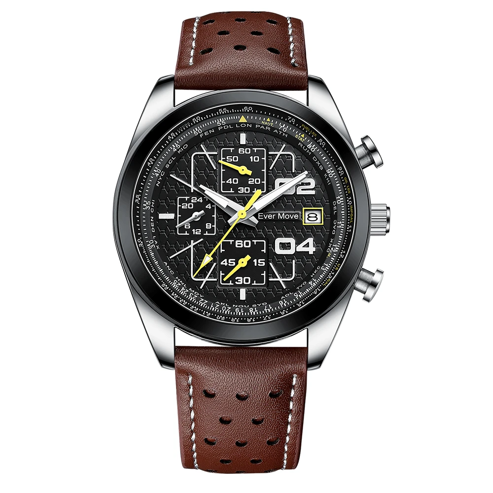 Ever Move Brand Launches A New Men's Multifunctional Waterproof Timing Quartz Watch For High-End Luxury Business Sports