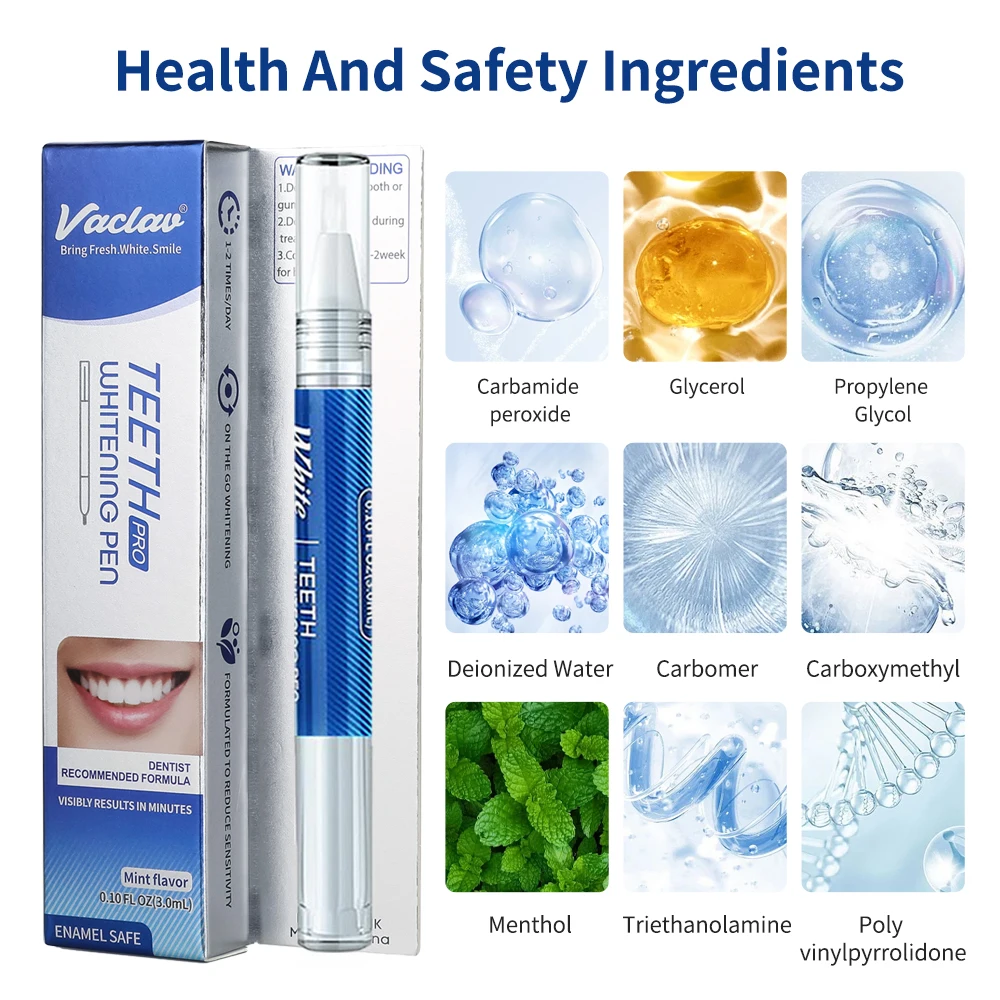 Vaclav Teeth Whitening Pen Tooth Whitening Gel Tooth Bleach Gel Whitener Remove Stains Oral Hygene