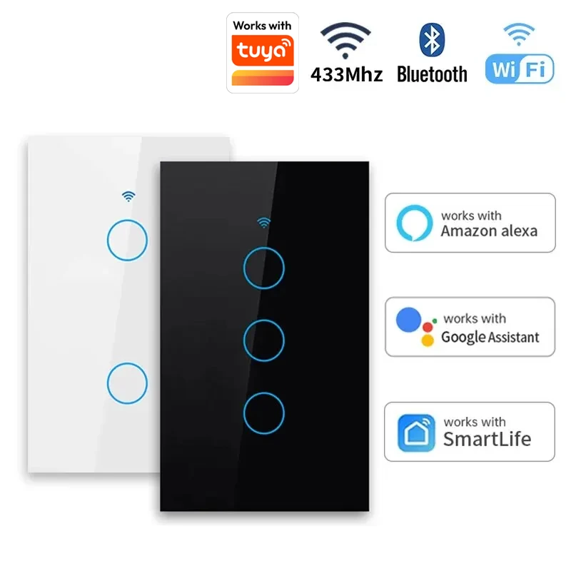 WiFi and Bluetooth Smart Wall Switch with Touch Sensor - Compatible with Voice Assistants