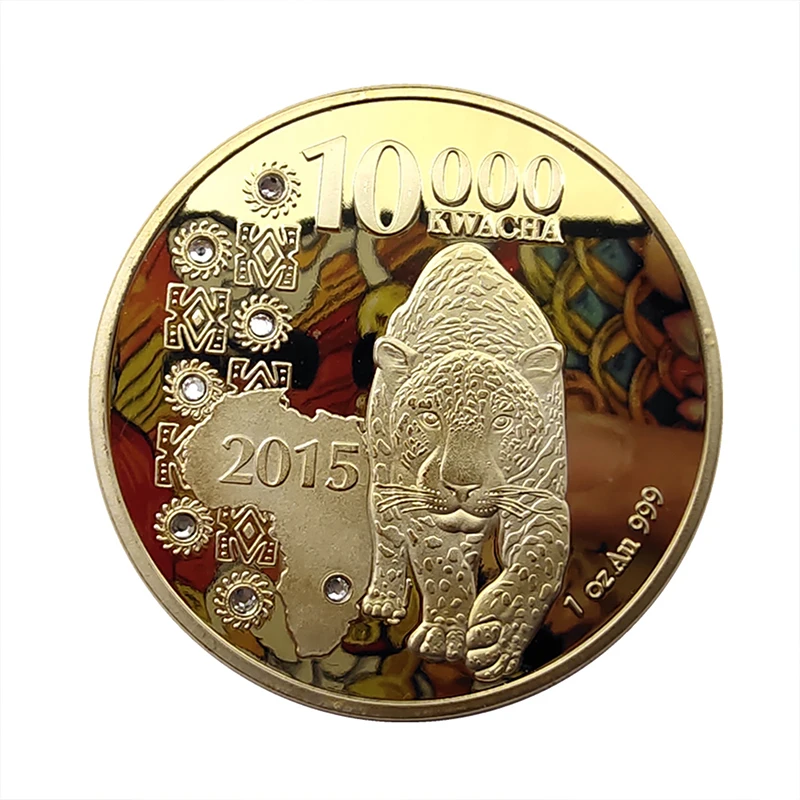 

Replica Zambia Republic 1oz.999 Animal Gold Plated Coin African Wildlife Gold Animal Commemorative Coins Collection