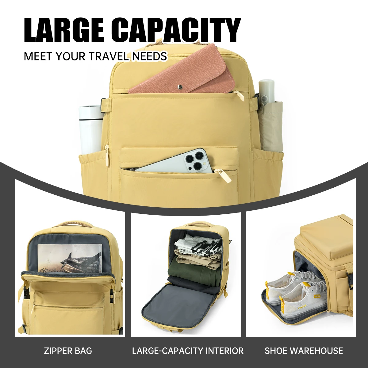 Travel Backpack Men's Large-Capacity Backpack 2026 New Short-Distance Travel Lightweight Women's Backpack Luggage School Bag Student Going Abroad Boarding