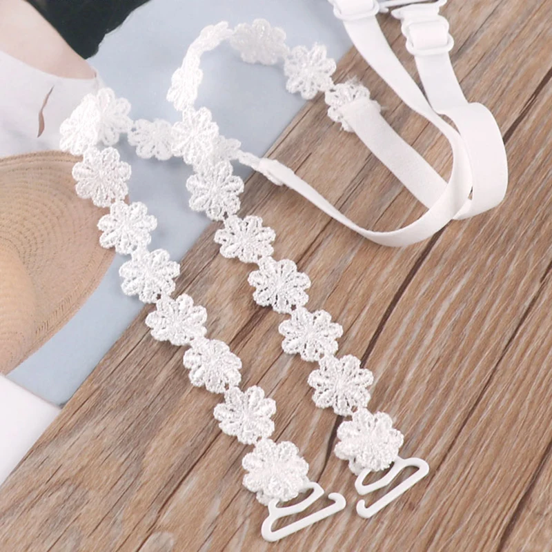 Strapits Bra Straps 3 Pairs Lace Flower Bra Straps - Adjustable Comfortable Shoulder Straps For Wedding & Special Occasions Wedding Bra Straps