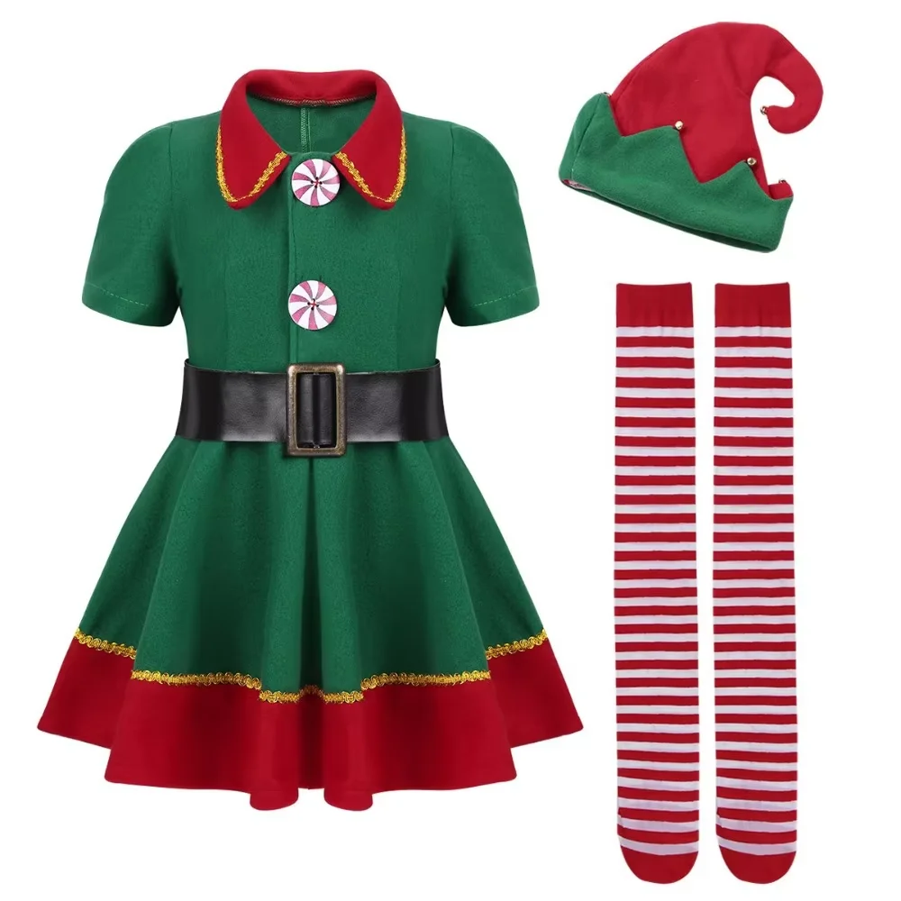 Boy Girls Christmas Cosplay Long Sleeve Kid Carnival Party Santa Claus Kids Costume For 0-12 Years