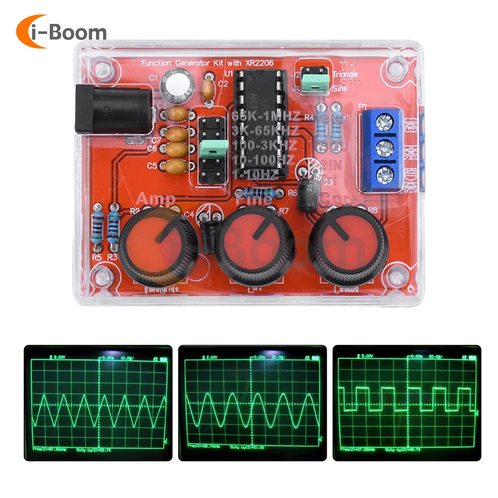 DC 9-12V XR2206 Signal Generator Sine/Triangle/Square Output Signal Source 1Hz-1MHz Adjustable Frequency Oscillator signal generator kit signal generator