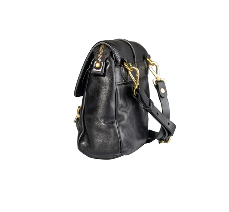 Retro fashion  luxury designer natural real leather men black hot sale messenger bag outdoor daily work ipad shoulder bag male