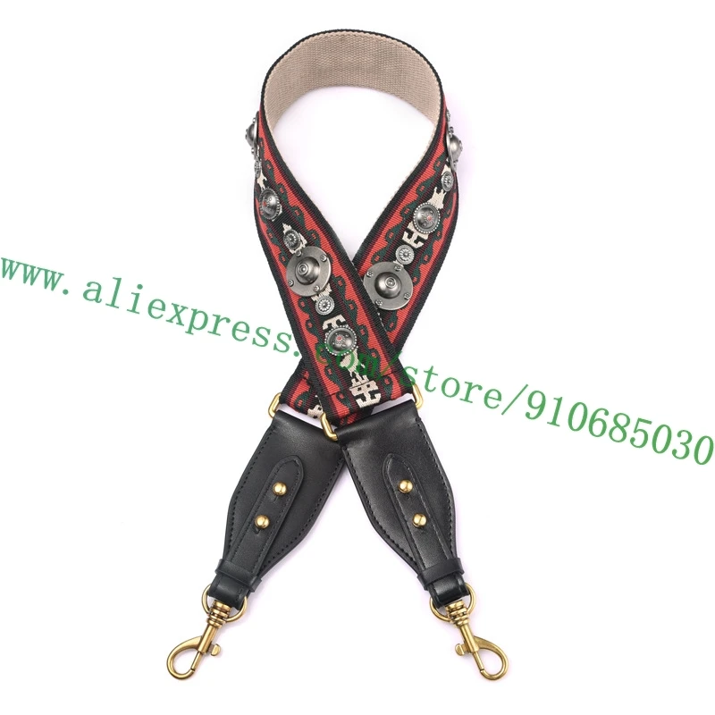 Top Quality Nail Studded Fabric Shoulder Strap For Designer Lady Handbag Women Bag Purse Carry Belt Accessories Replacement