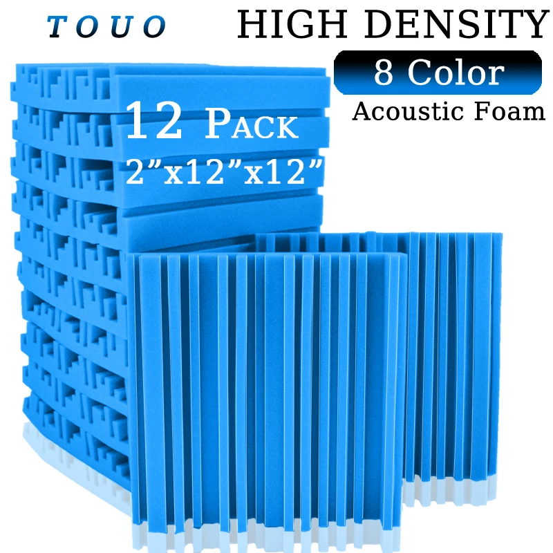 

TOUO Soundproof Foam Polyurethane 12 Pcs Broadband Sound Absorbing Foams Home Studio Acoustic Treatment Wall Soundproofing