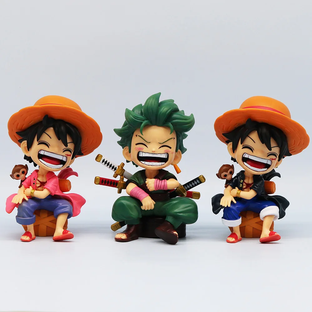 

13CM Anime New Model One Piece Figure Luffy Cute Q Version Gk Statue Pvc Trendy Car Cake Ornaments Decoration Accessories Toy