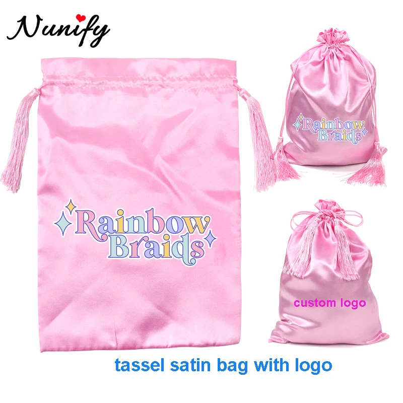 20pcs-custom-logo-satin-bags-with-tassel-for-bundles-printed-logo-wig-bag-with-drawstring-25-35cm-satin-hair-storage-bag-nunify