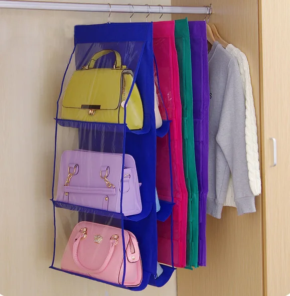 6/8 Pocket Room Hanging Handbag Organizer Wardrobe Closet Clear Storage Bag  Home