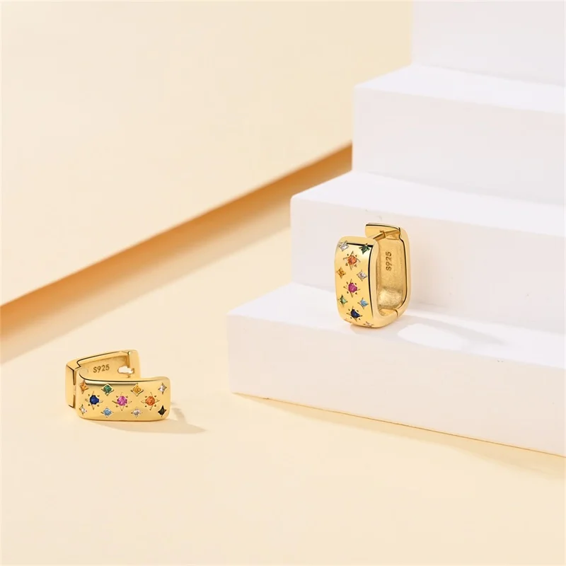 Women's S925 Sterling Silver Colorful Starlight Earrings Suitable For Party Couple Gifts