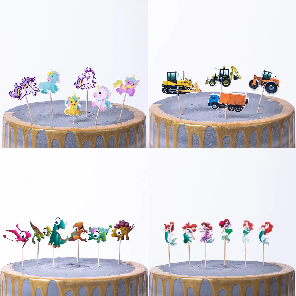 Frozen Anna Elsa Princess Theme Cupcake Picks Animal Cake Toppers Cartoon Cupcake Inserts Card Party Gift for Kid Birthday Decor