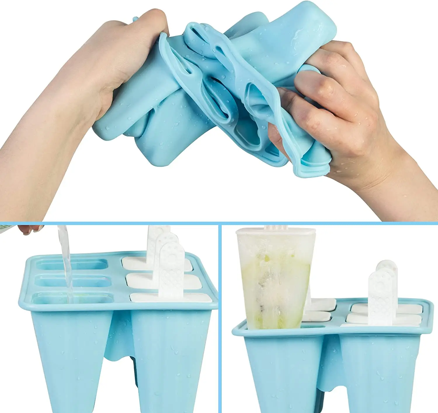 Silicone Popsicle Mold Set - Reusable, BPA-Free, Easy-Release Ice Pop Makers (6 Pieces)