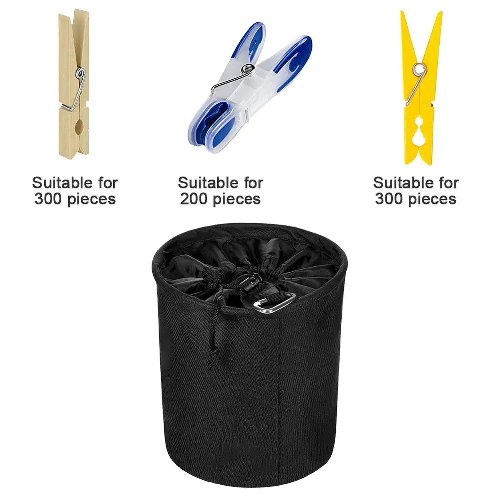 Description Picture 5 of itemHanging Clothespin Bag For Clothes Pin Pins Storage Drawstring Laundry Sturdy Storage Bag Waterproof Clothespin Organizer Bag