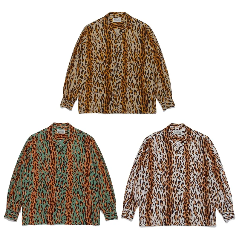 WACKO MARIA 23AW Autumn Winter New SHIRT Leopard Print Hawaiian Long Sleeve Men Women Shirt Lapel Tops