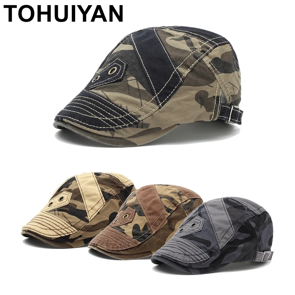 tohuiyan] Retro Camo Newsboy Caps 