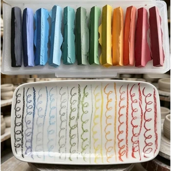 Set di 12 Colori per Ceramica: Pastelli Sottosmalto per Alta Temperatura, Ideali per Pittura e Colorazione Fai-da-Te di Oggetti in Ceramica