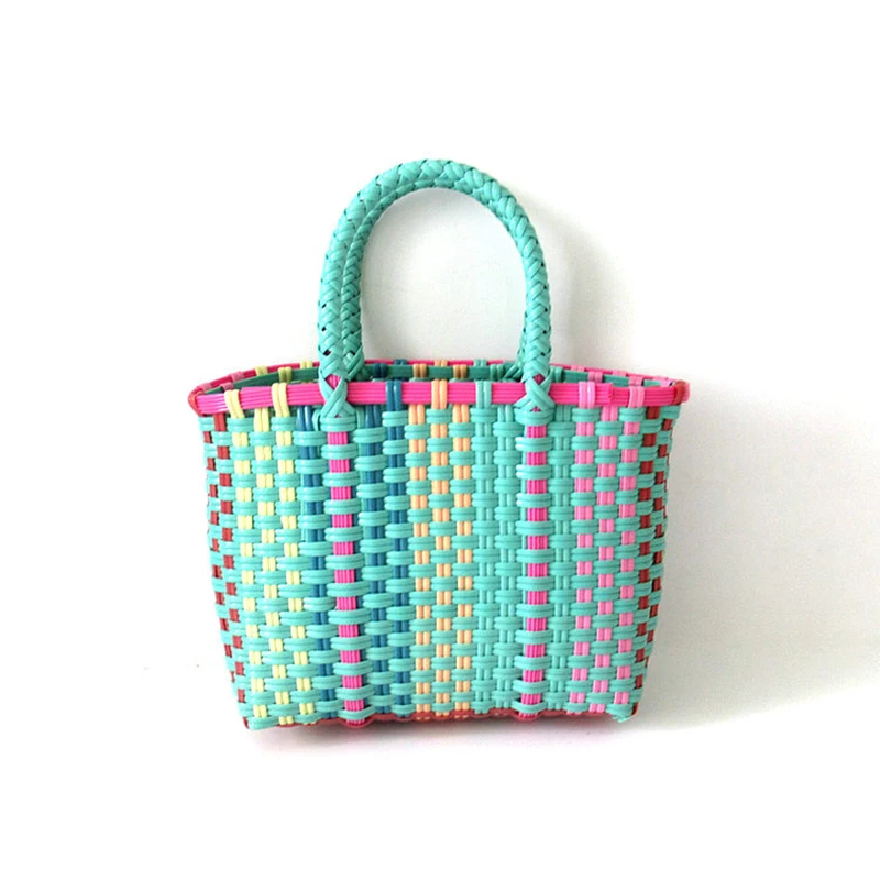 Colourful woven shoulder handbag with strap, ideal for casual daily use or outings – includes free shipping in Singapore.