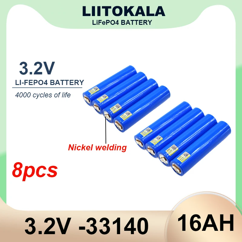 

8 шт., аккумуляторы LiitoKala для электроскутера, 3,2 в, 33140, 16 Ач
