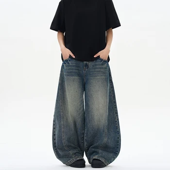 New Men\'s Jeans Oversized Wide Leg Pants Loose Vintage