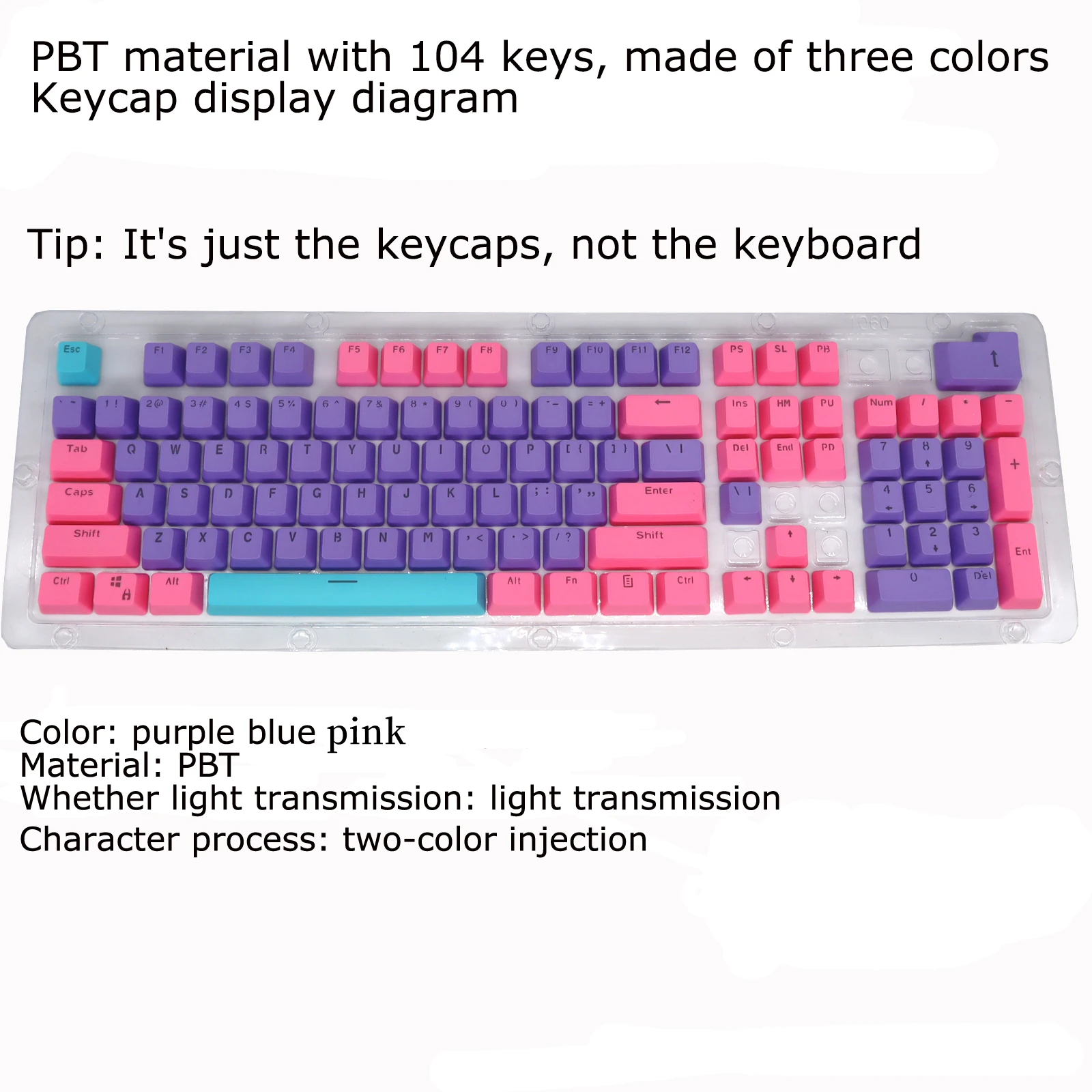 

2/3 Color Matching Mechanical Keyboard Keycaps PBT Ergonomic 104 Keys Oil-resistant Replacement Key Caps with Key Puller