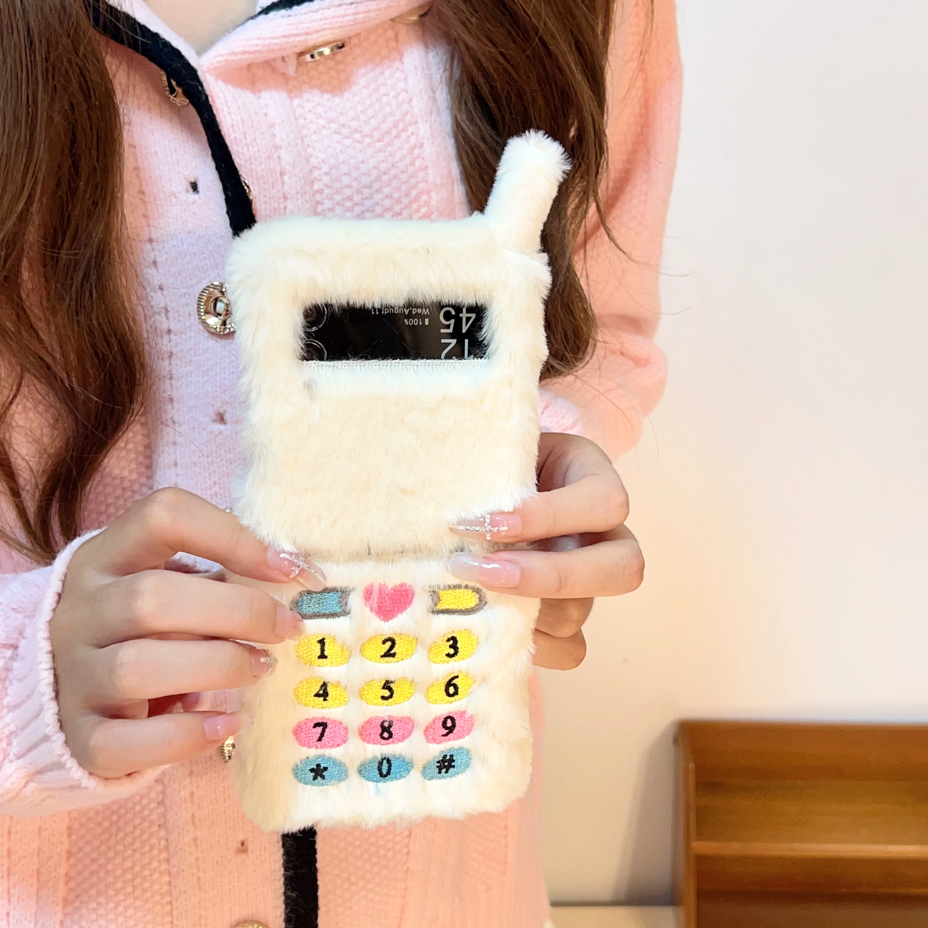 Colorful Plush Embroidered Phone Holder Case