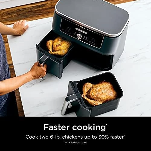 Foodi 6 Quart 5-in-1 DualZone 2-Basket Air Fryer with 2 Independent Frying  Baskets, Match Cook & Smart Finish to Roast, Bake Fre - AliExpress