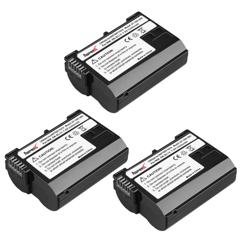 3X2200Mah En-El15 Enel15 El15A Batteria Bateria Per Nikon Z5 Z6 Z6 Ii D610 D750 D800 D810 D850 D7000 D7100 D7200 D7500