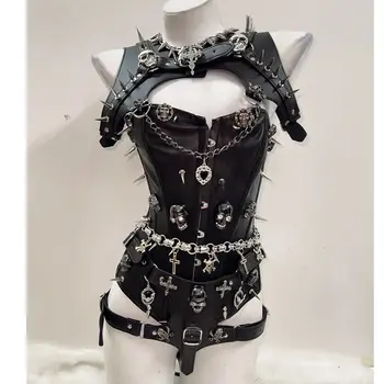 Skull Shrug Corset Top and Panties 3 Piece Set 1