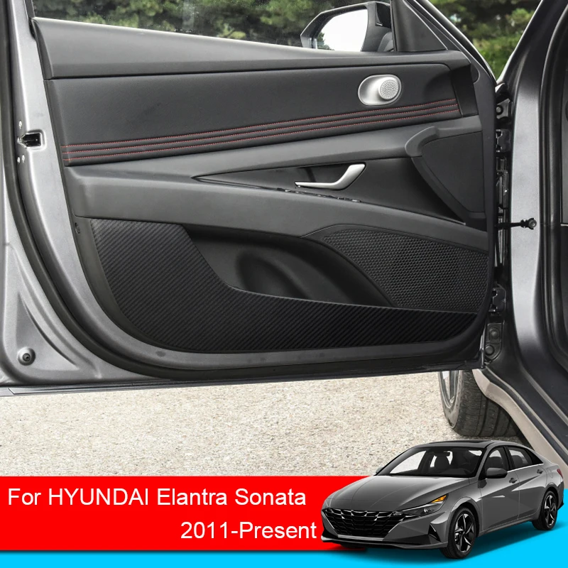 

4PCS Car Door Anti Kick Pad For Hyundai Elantra Avante MD AD CN Sonata YF LF 2011-2025 Leather Protection Film Protector Sticker