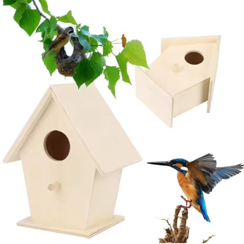 Wooden Mini Bird Cage Outdoor Hanging for Garden Decoration