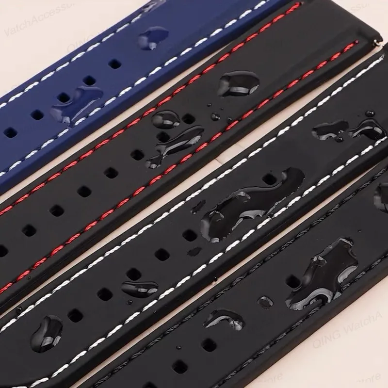 Waterproof Silicone Sport Watch Strap with Quick Release and Butterfly Buckle