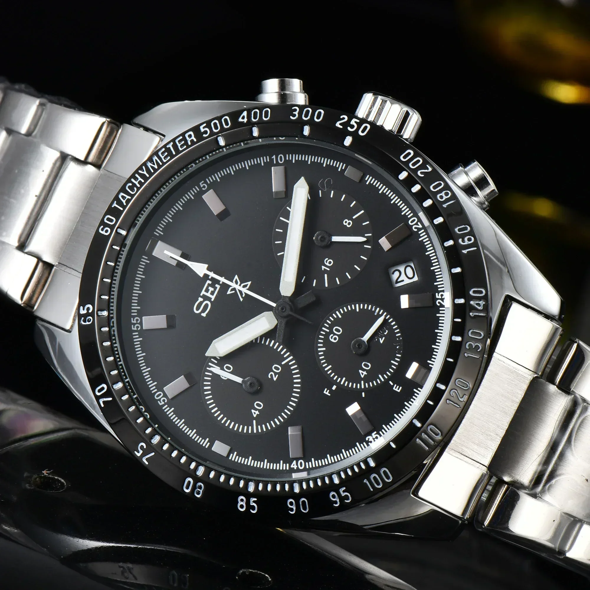 

Hot Selling Top AAA+ Quartz Watch Fashion Simplicity Calendar 6 Needles Exquisite Men's Chronograph with Alloy Steel Strap