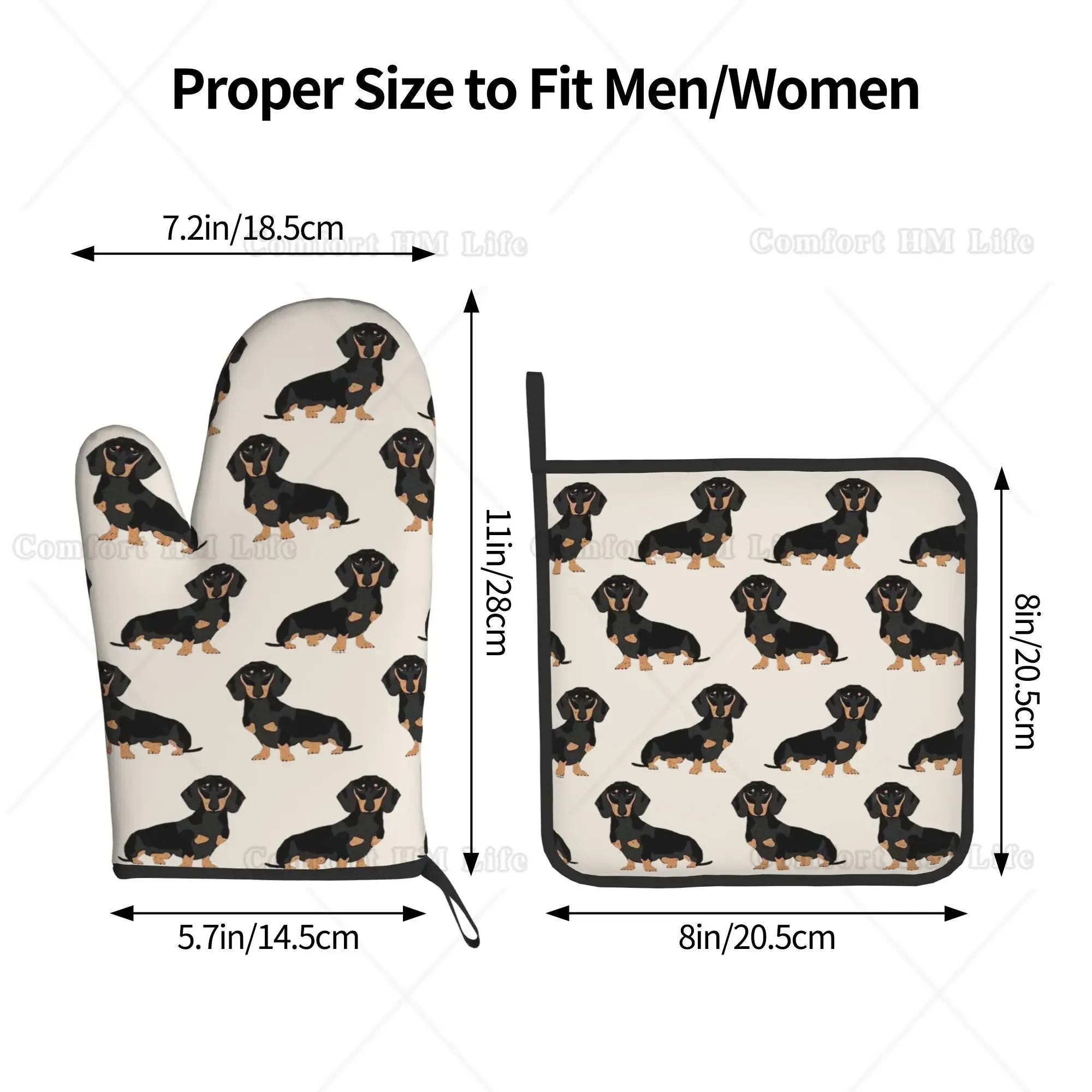 Dachshund Pet Dogs Heat Resistant Hot Oven Mitts & Pot Holders Set of 2 for Kitchen Oven Gloves for BBQ Cooking Baking Grilling silicone oven mitts kitchen gloves silicone oven gloves cotton pot holders