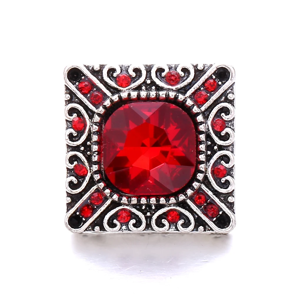 20pcs Square Crystal 18mm Snap Buttons Fit Snaps Bracelet  Necklace DIY Charms Jewelry