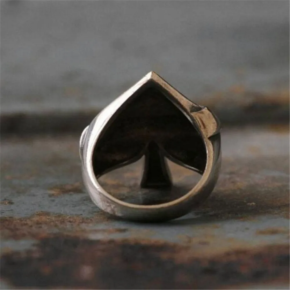 Retro Trend Style Simple Personality Spades Poker Ring Men's Fashion Hip-hop Punk Ring Jewelry Street Party Accessories finger ring jewelry accessories