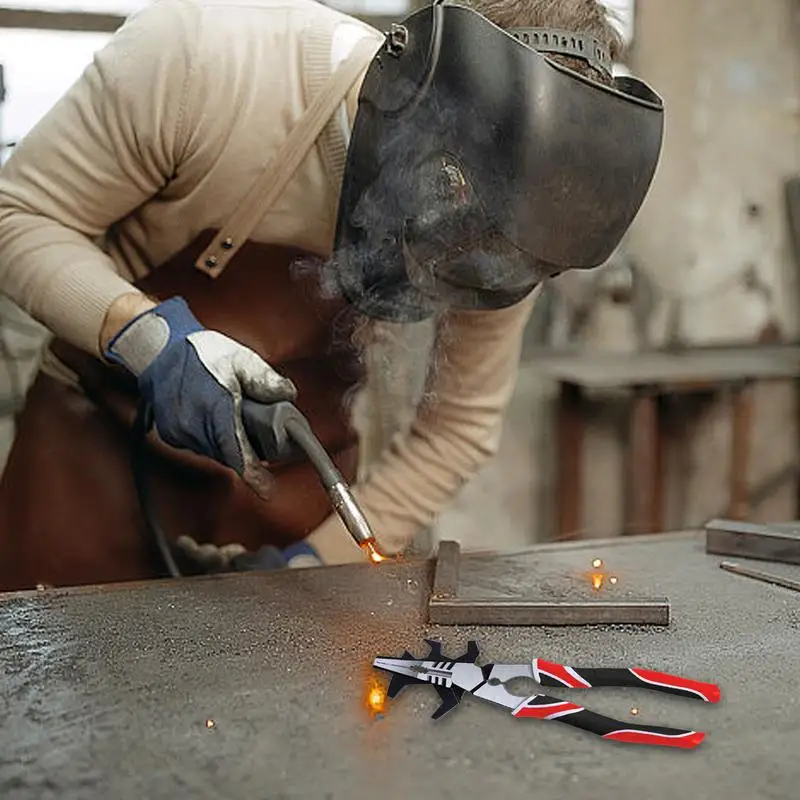 Pliers For Welding 8 Inch High Carbon Steel Welding Pliers For Electrical Anti-Rust Multi-Functional Non-slip Comfort Handles