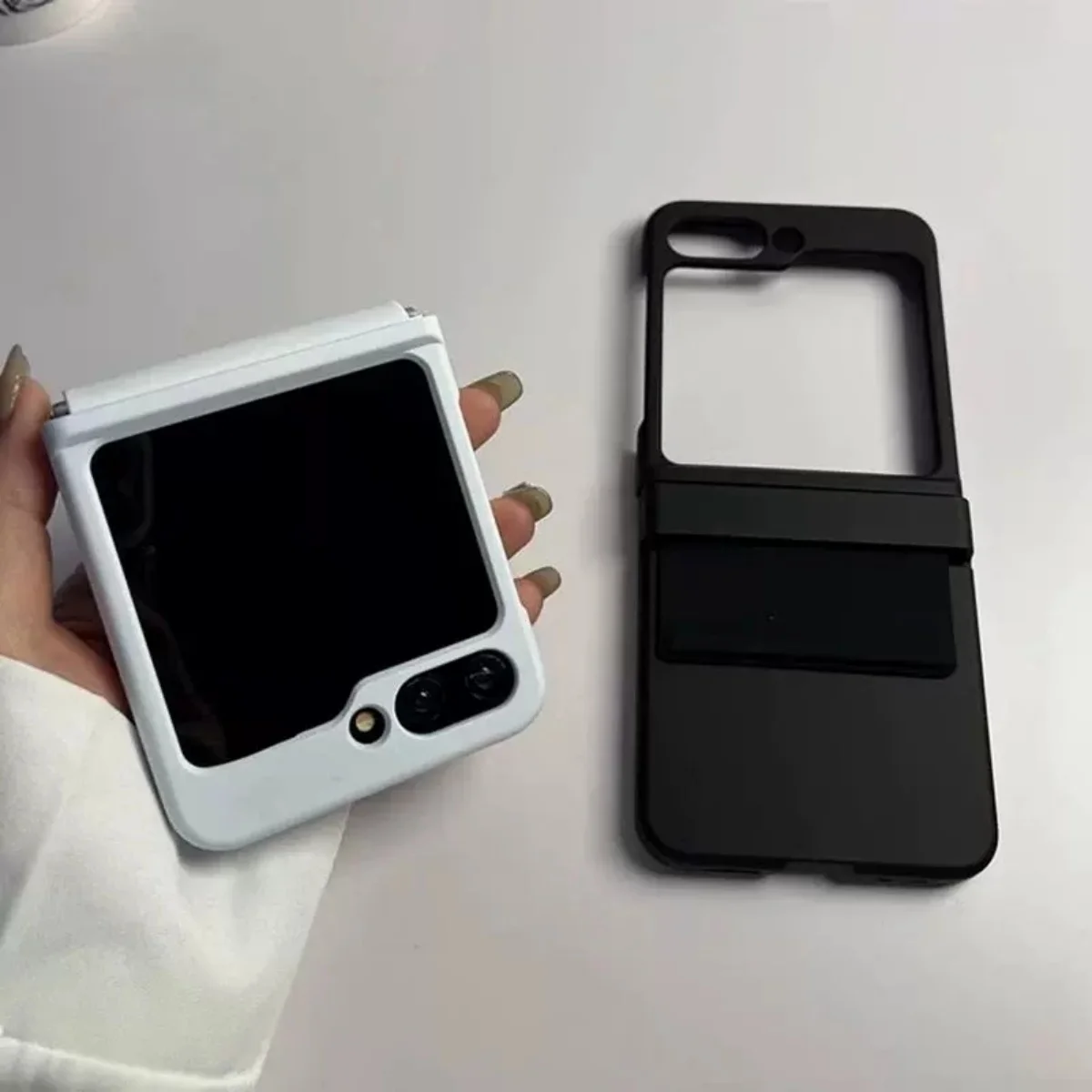 Fashion Soft Elastic Strap Shockproof Phone Case - Solid Color Hinge Protection Cover