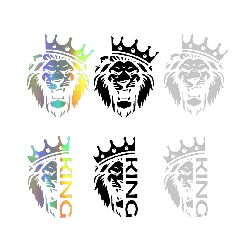 

: Lion Face Decal for Car Exterior Accessories Decal Lion with A Crown King Vinyl Car Sticker Decors on Car Body Bumper Rear Win