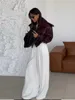 Elegant Burgundy One Button Leather Overcoats For Women Fashion Flip Pockets Loose Solid Jackets 2024 Lady Chic Street Outerwear 3