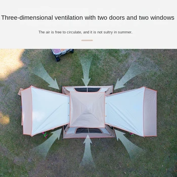 Double-layer Waterproof Anti-UV Shade Beach Camping Portable Automatic Pole With Two Doors Two Windows With Canopy Travel Tent 6