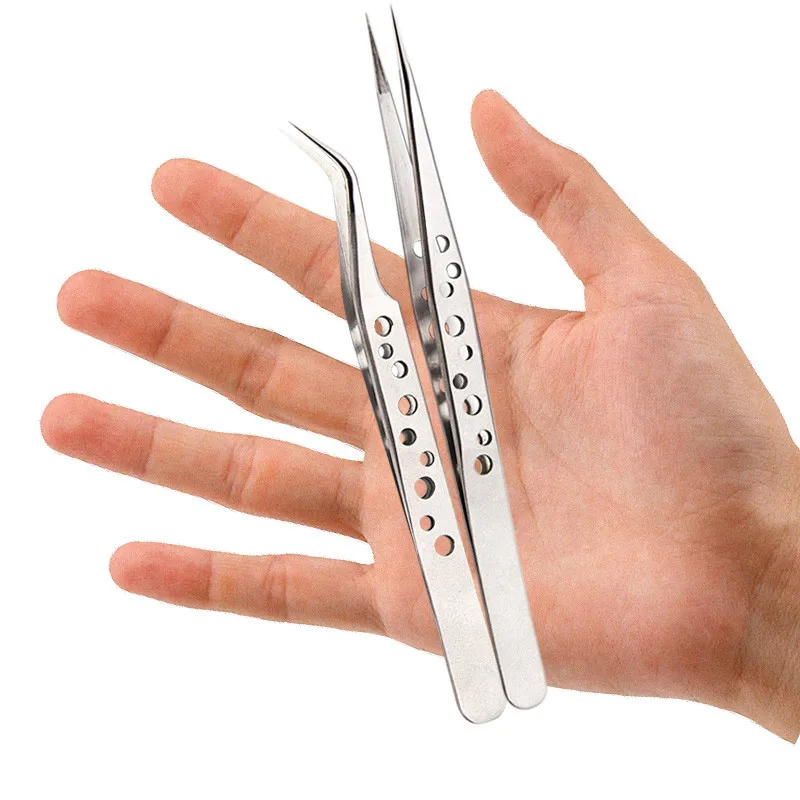Precision Industrial Tweezers Anti-static Magnetic Stainless Steel Tweezers Set For Electronics Soldering Maintenance Hand Tools