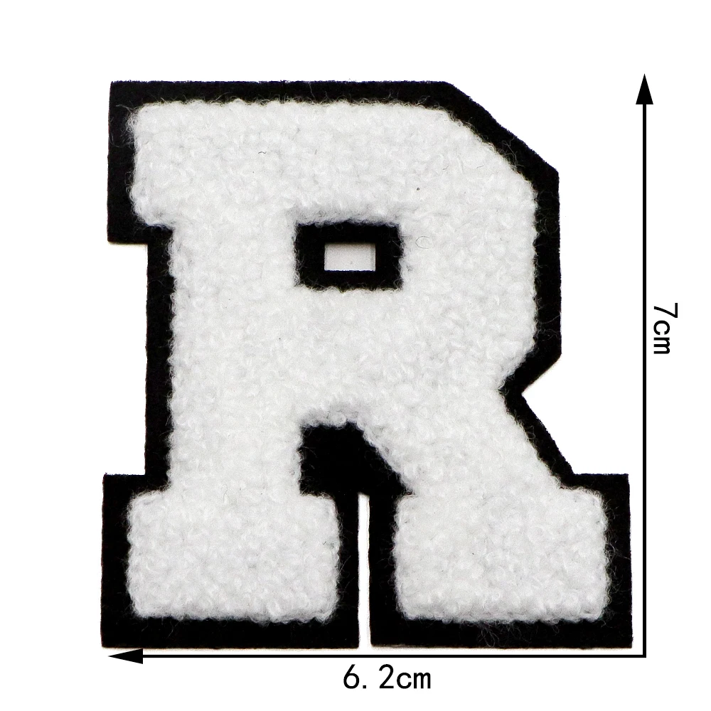 1pc weiß 7cm Chenille A-Z Buchstaben Patch Eisen auf Patch Name Buchstaben Patch für Jeans Kleidung T-Shirt Reparatur Alphabet Patch Abzeichen – Detail 21