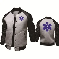 Spring Autumn Men's Jacket EMT Emergency Ambulance Print Splicing Sportswear High Quality Men's Baseball Uniform Men's top 2