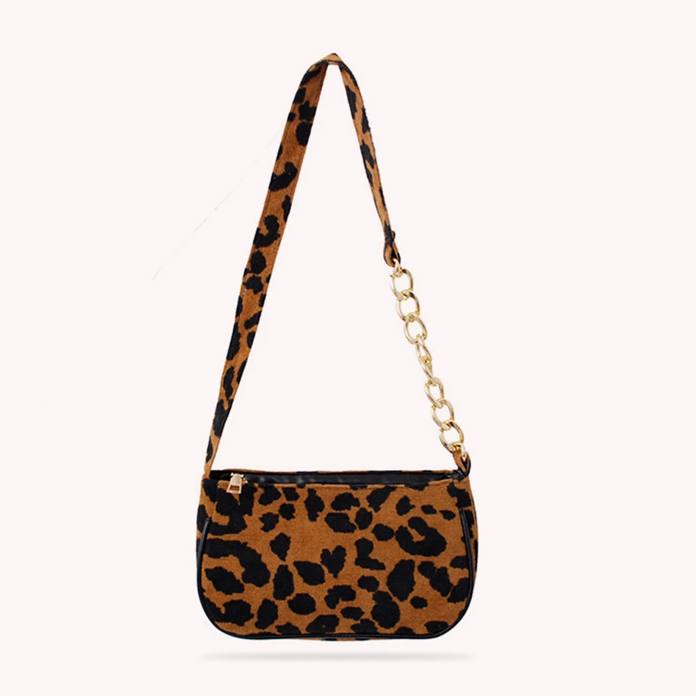 Plush Leopard Women Shoulder Bag Daily Street Totes