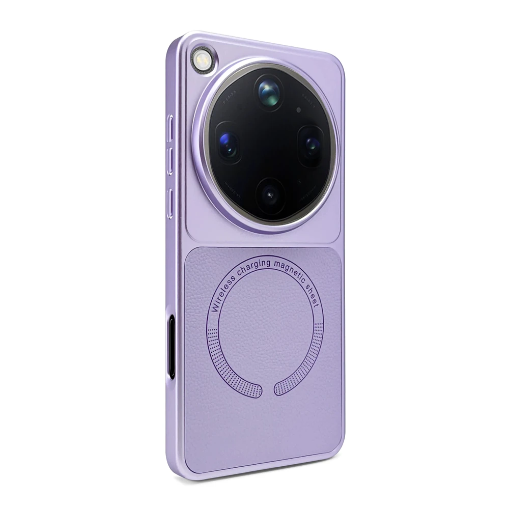 Luxury Litchi Texture PU Leather Magnetic Slim Case - Ultra Thin Wireless Charging Hard Cover