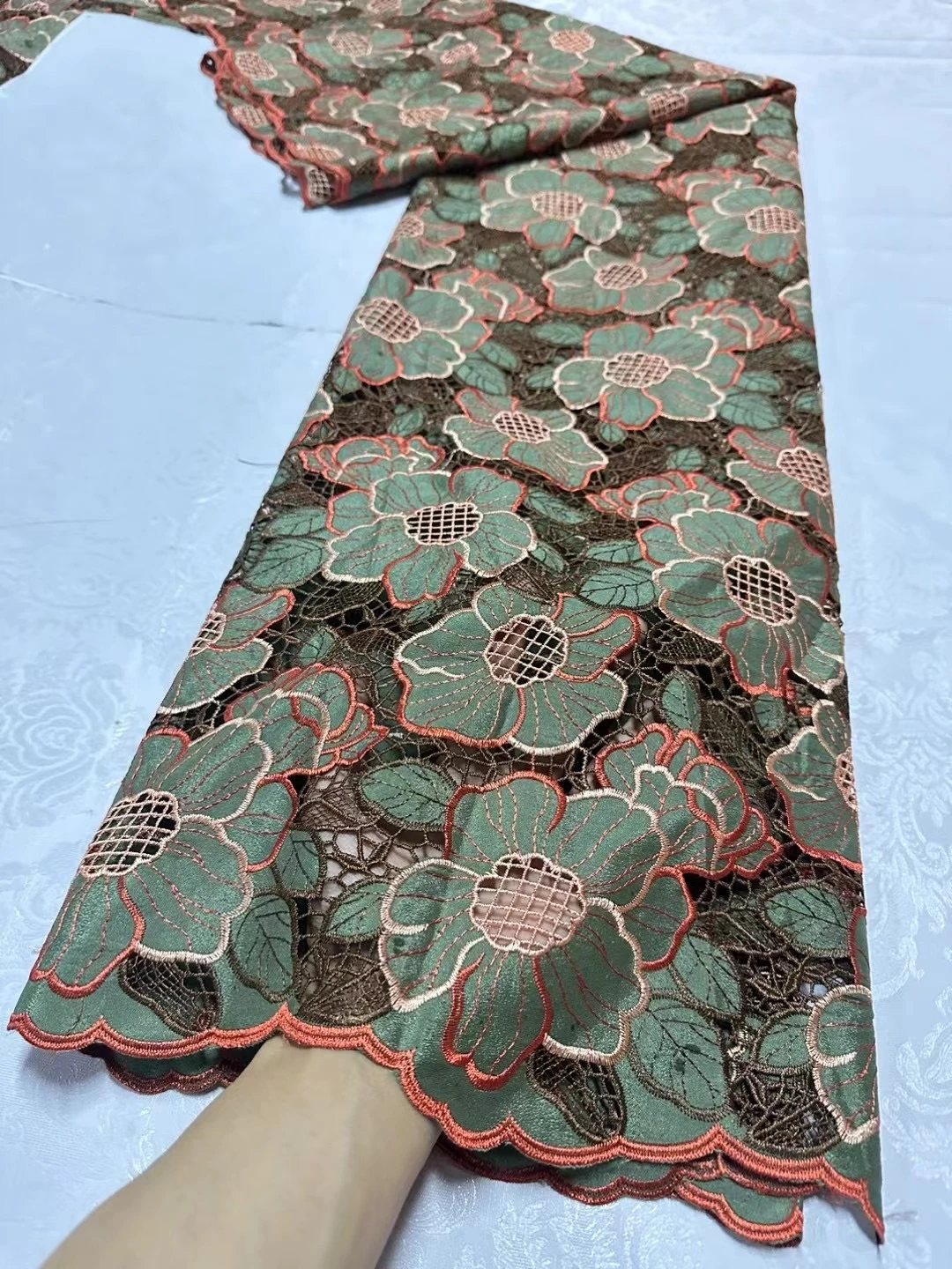 Hochwertiger afrikanischer nigeriani scher Spitzens toff, Stickerei Tüll Baumwolle, Hochzeits kleid, Guipure Pailletten, Chiffon, 5Yards jl351