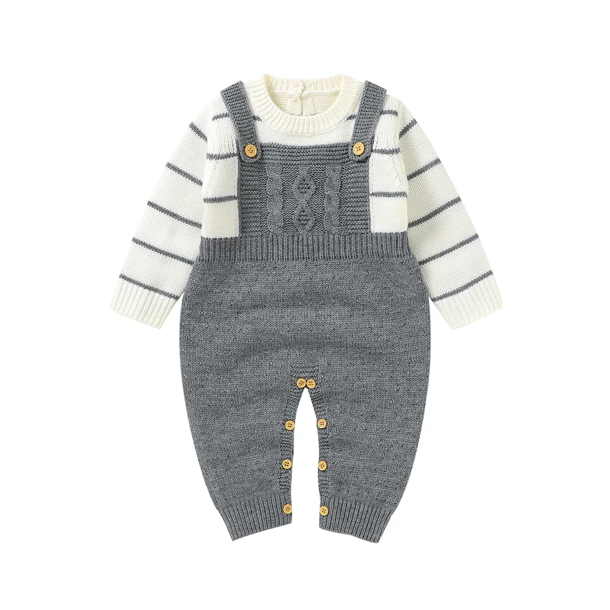 

Kids Romper New Born Organic Knitted Baby Pajamas Winter Clothes Button Cotton Boy Girl Sweater Baby Rompers