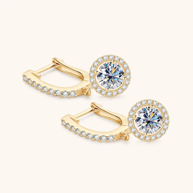 6.5mm 1ct Moissanite Drop Earrings for Women Rose Gold Plated Lab Diamond Wedding Jewelry S925 Sterling Silver Earring Gift