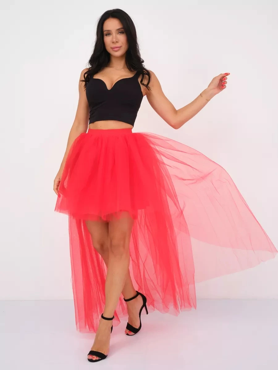 MisShow Karnevals-Tutu-Röcke, hoch-geschnittener, geschichteter, bauschiger Tüll-Petticoat, Fuchsia, elastische Taille, Rockabilly-Karneval-Party-Halbrock – Detail 22